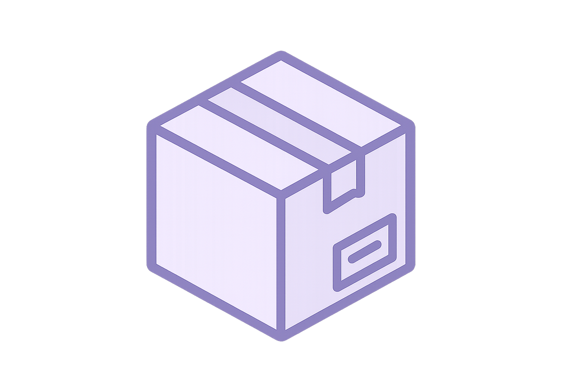 create an icon of courier box in light purple colour